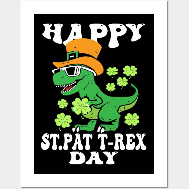 Happy St Pat T-Rex Day Dino Saurus St Patricks Day Wall Art by LEGO